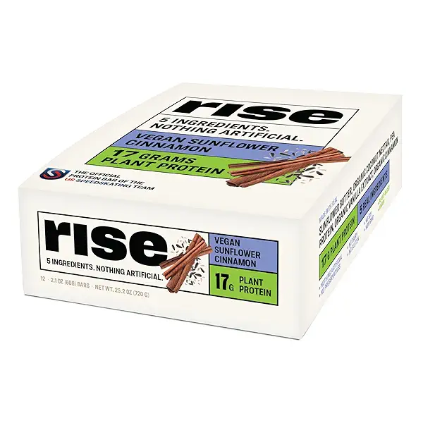 Rise Pea Protein Bar - Vegan Sunflower Cinnamon | Breakfast Bar & Protein Snack 17g Protein Just 5 Whole Food Ingredients Non-GMO Gluten-Free Soy Free 1