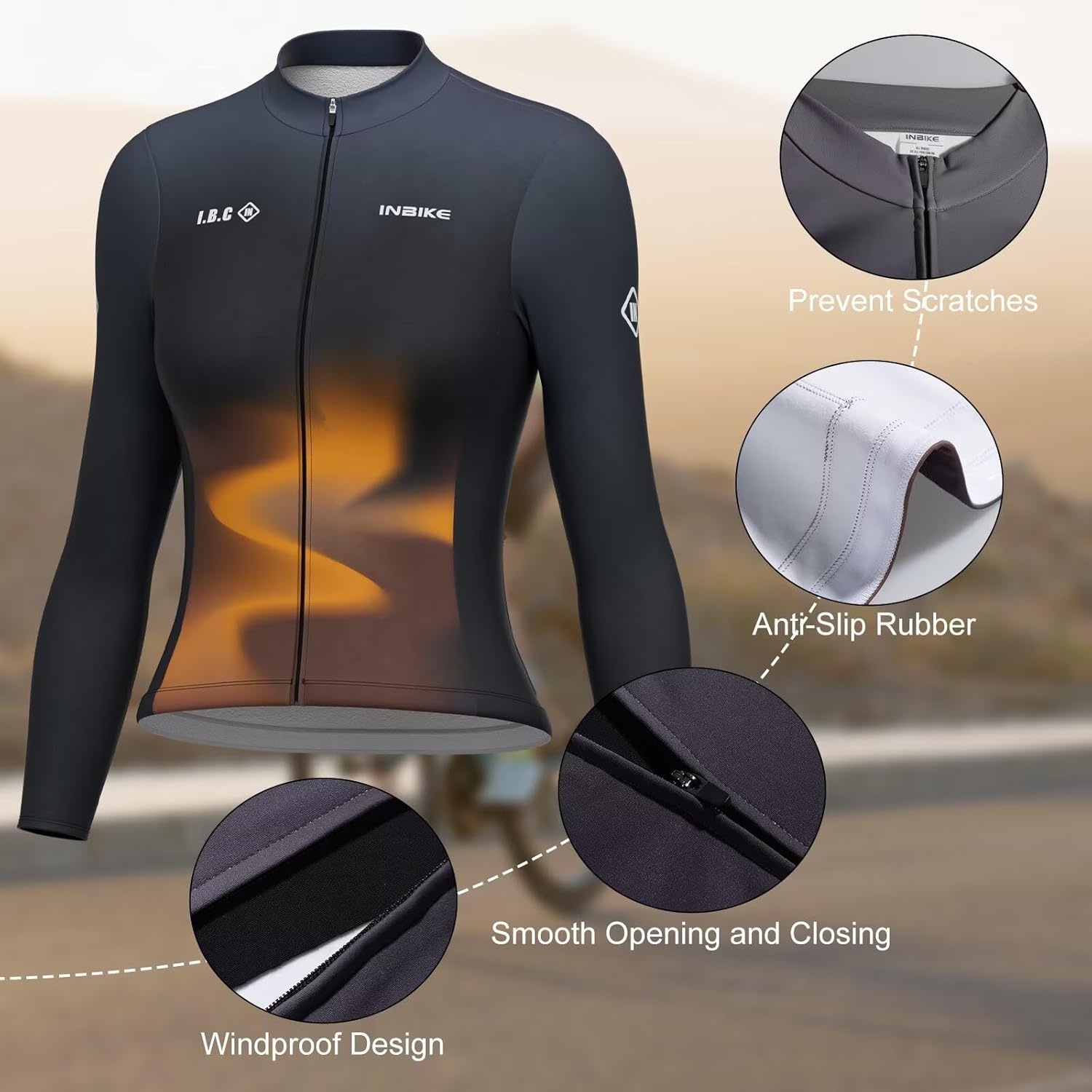INBIKE Winter Cycling Jackets for Women with Pockets Windproof Thermal Fleece Bike Jerseys for Cold Weather Riding - Image 5