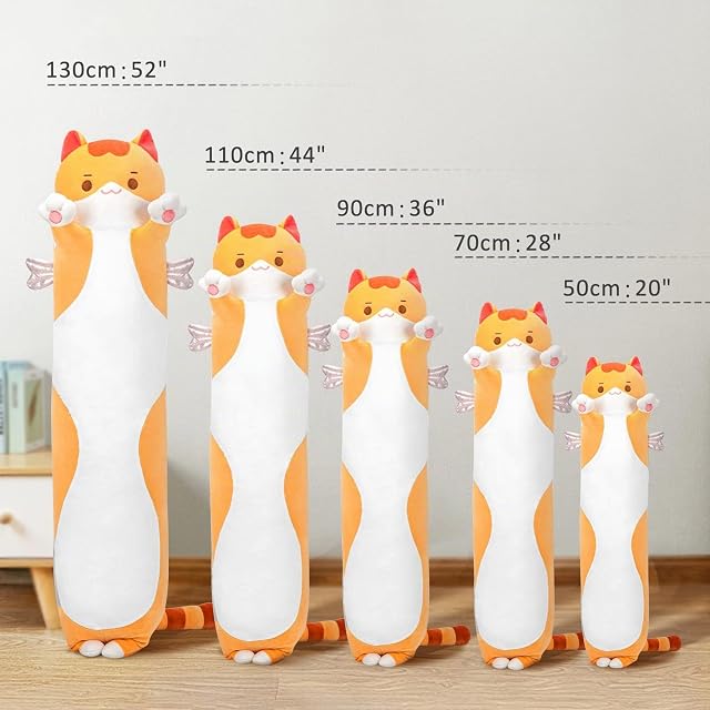 Foto 3 de 7 de Mewaii Peluche Gato Naranja Largo Almohada Kawaii 70CM Suave de Gato de Animales Muñecas de Peluches…