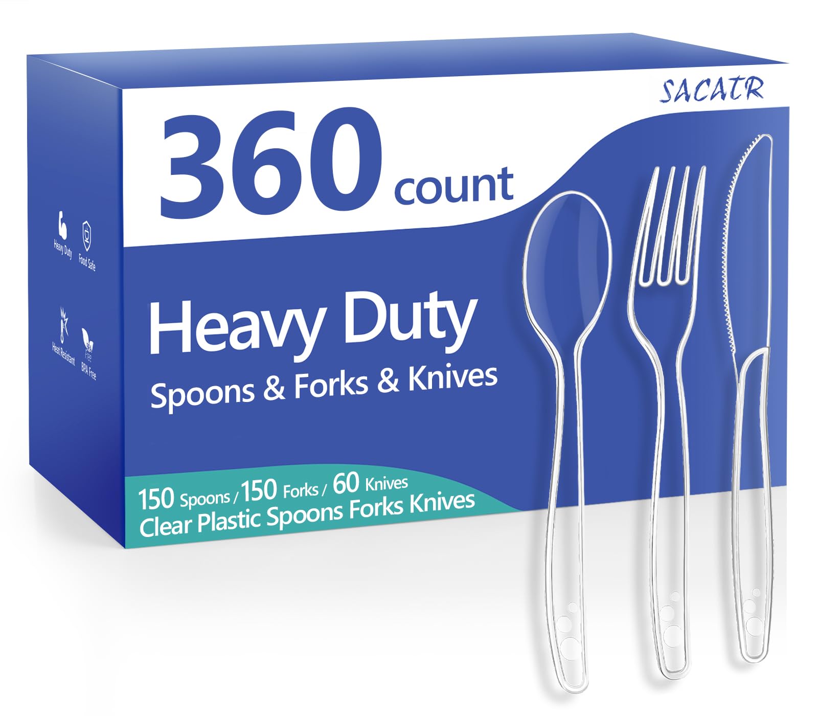 SACATR 1000 Count Clear Plastic Silverware Heavy Duty -Forks, Spoons,Knives — Amazon image 10