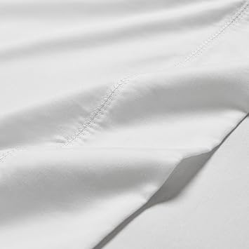 Superior Cotton Blend 600 TC Embroidered Hem Bed Sheets, Queen, White