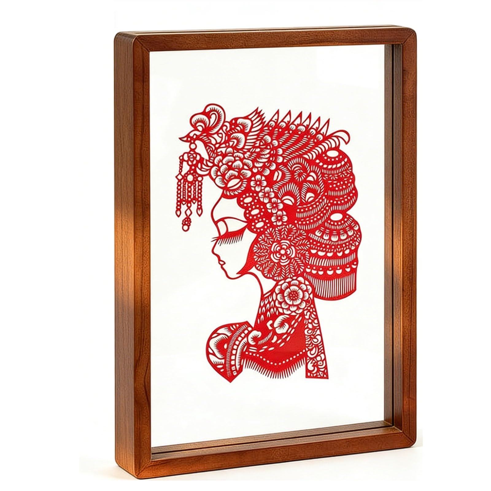 Rounded Corner Photo Frame, Empty Frame with Glass, Double-Sided Transparent for Specimen Embossed Calligraphy Display photograph(Walnut,A4)