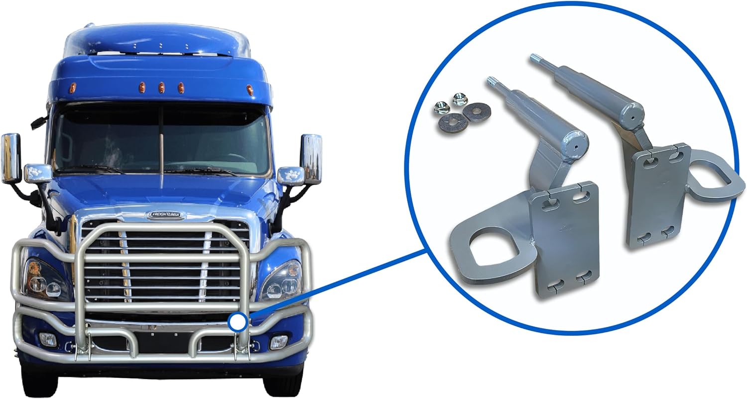 Bumper Deer Moose Brush Guard Brackets Mounting Hardware Set for Compatible with EX-Guard Freightliner Cascadia 2008-2017 Plus Logo and Reflective Vest