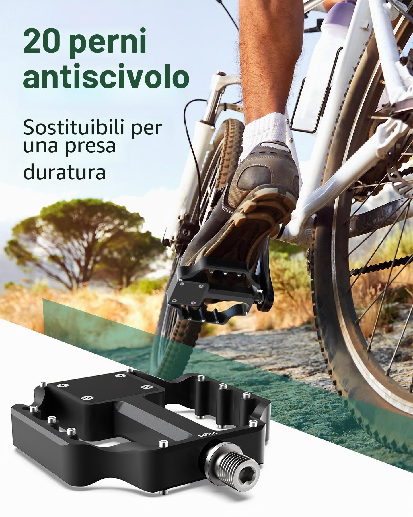 Pedali Bici con Supporto AirTag Nascosto, Localizzatore GPS Antifurto Impermeabile IP67, Alluminio CNC 9/16 Pollici, Antiscivolo Leggeri per MTB, Bici da Strada, E‑Bike