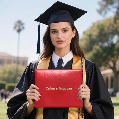 Miniatura 6 de Happy Secret Titular de diploma impreso para certificado 8.5"x11" cubierta de diploma cuero liso (rojo)