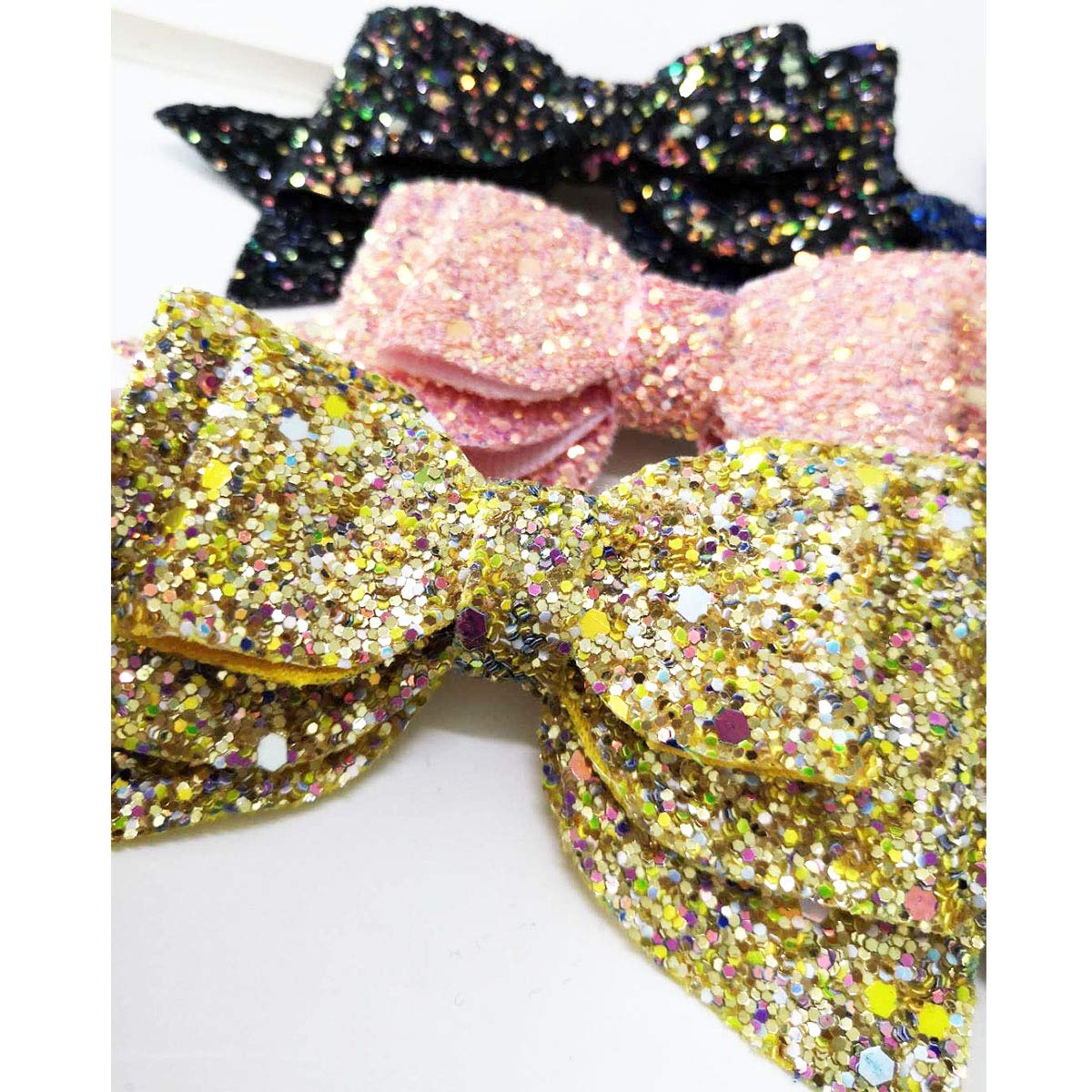 6PCS 5Inch Glitter Hair Bows Large Big Bling Sparkly Sequin Glitter Bows Alligator Hair Clips Hair Accessories for Baby Girls Toddlers Kids Teens Women