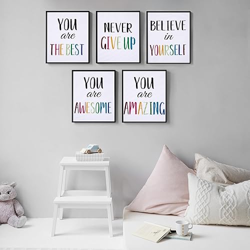 Miniatura 5 de Zonon Póster de pared con impresión inspiradora, con cita motivacional, con palabras en acuarela, póster estético, sin marco, para decoración