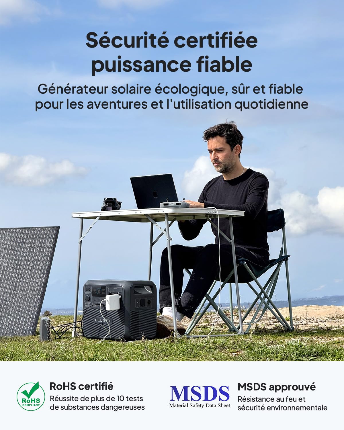 BLUETTI Elite 200 V2 Générateur Électrique Portable avec 200W Panneau Solaire, 2073,6Wh avec 2 Prises CA 2600W, Durée de Vie de 17 Ans, Alimentation de Secours LiFePO4 pour Camping-car
