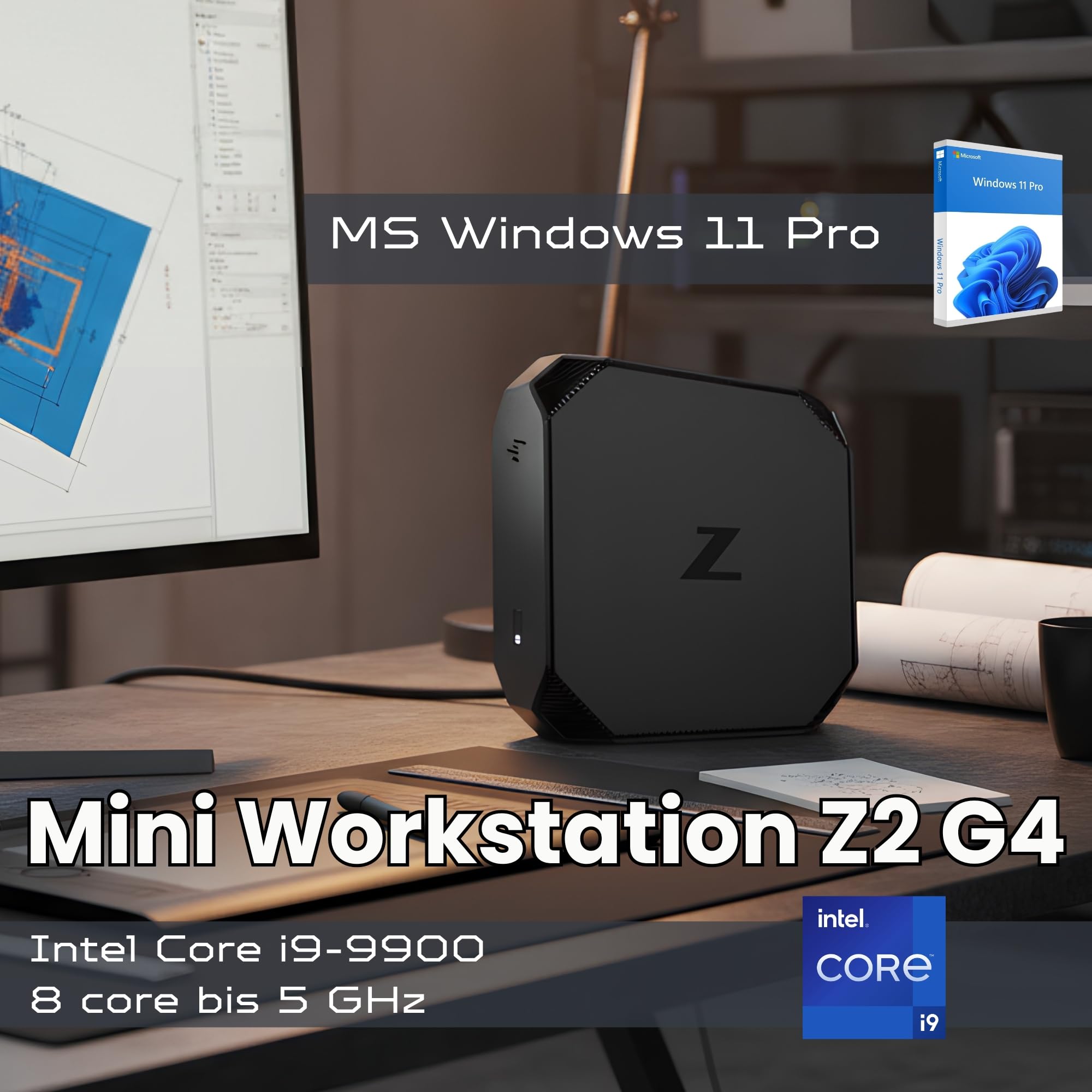 HP Z2 Mini G4 Workstation Professional Mini-PC | Intel Core i9-9900 (16 Threads, 5,0 GHz) | 32 GB | 512 GB NVMe SSD | DisplayPort | Windows 11 Pro | Generalüberholter | 36 Monate Garantie