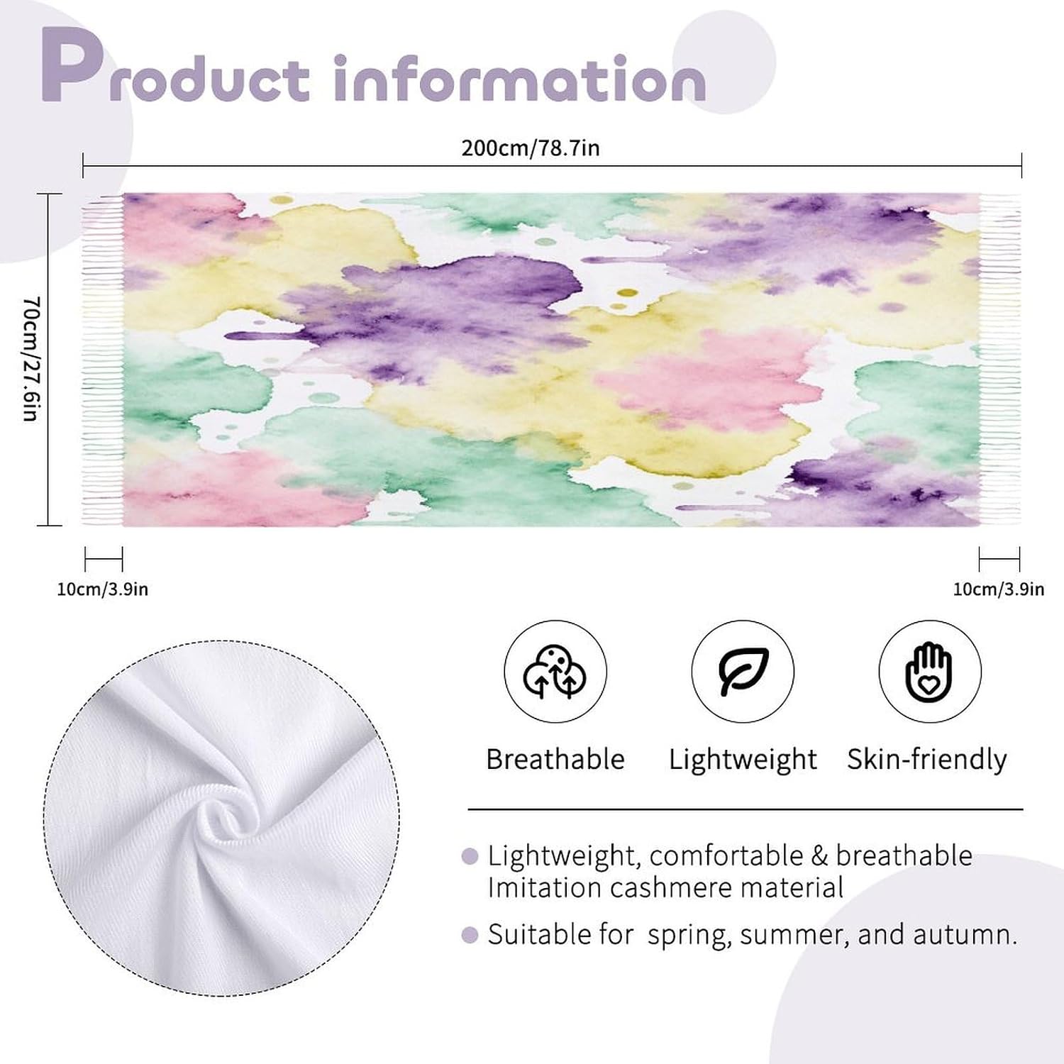 Misty Sweet Spots Scarfs for Man Women Winter Scarf Long Shawl Wraps Fashion Classic Tassel Scarfs Soft Blanket Scarves