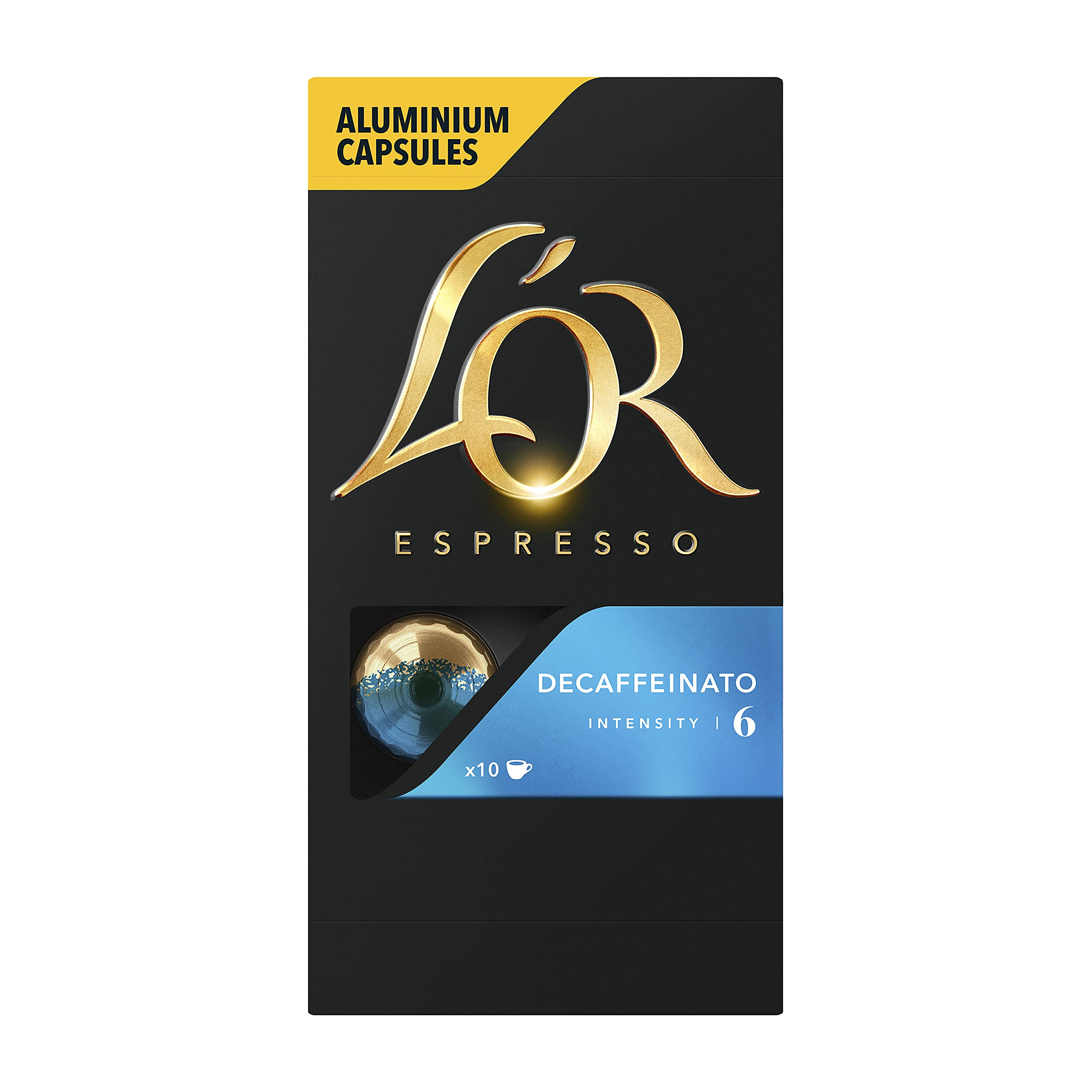 L'OR Espresso Coffee Decaffeinato Intensity 6 - Cápsulas de café de aluminio compatibles con Nespresso® * - 40 paquetes de 10 cápsulas (400 bebidas)