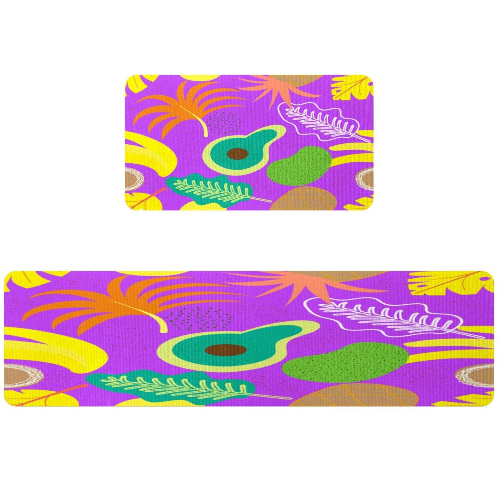 Tapete de cocina de plantas y frutas de colores VAPOKF, juego de 2 piezas
