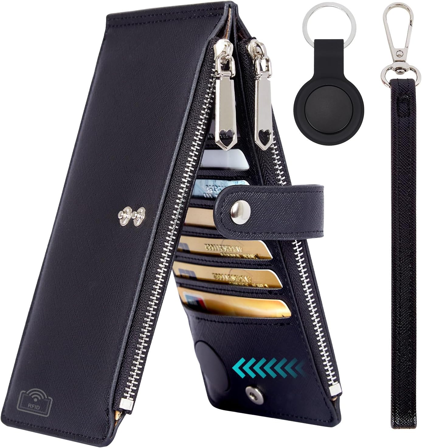 COSHAYSOO Women RFID Wallet Wristlet & Tracker Tag for iOS Apple Find My