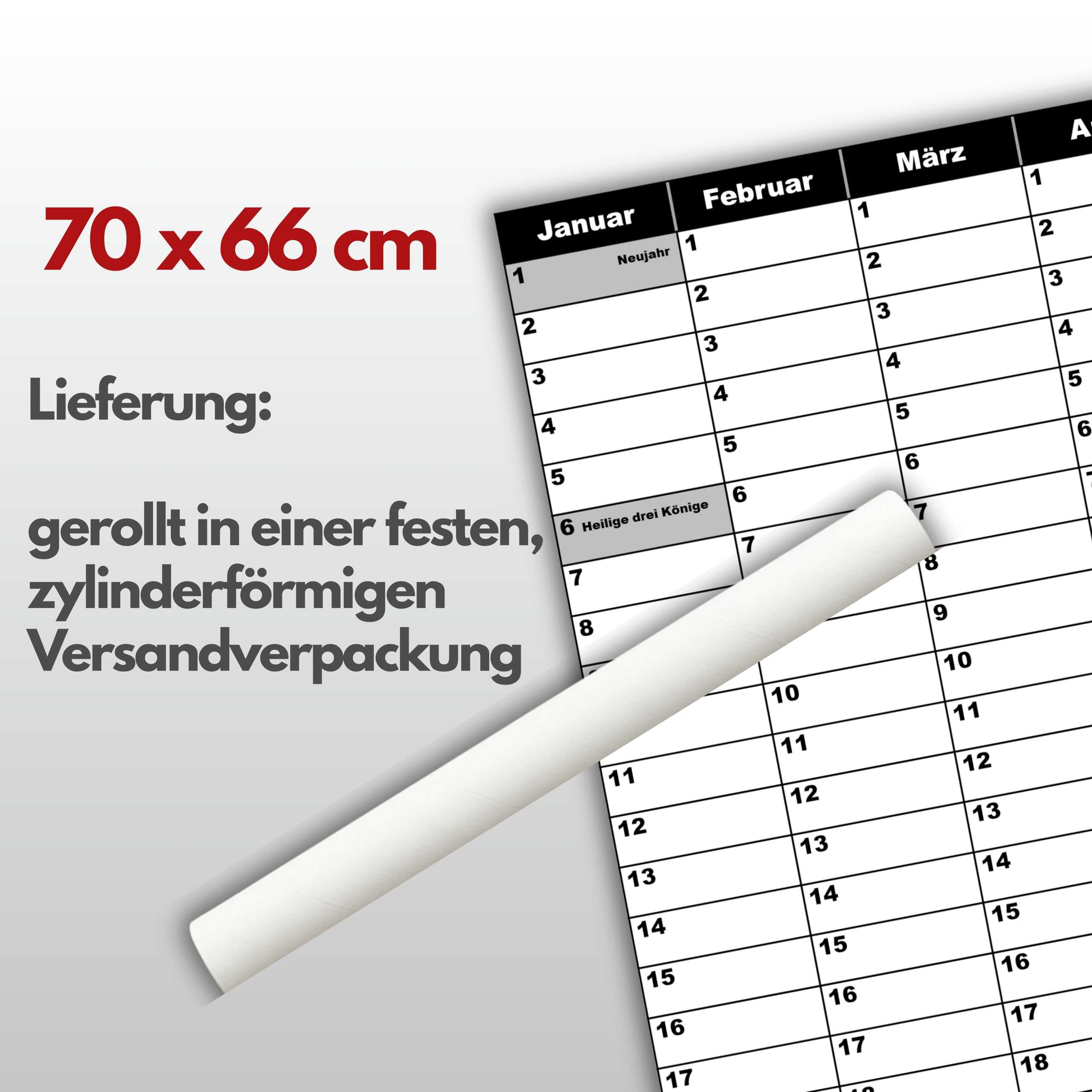 XL Wandplaner 70x66 cm, statisch selbsthaftend, abwischbar, wiederverwendbar & rückstandsfrei. Wandkalender, Jahresplaner für Büro & Familie mit Monats- & Wochenplaner. Größe zw. DIN A1 und DIN A2