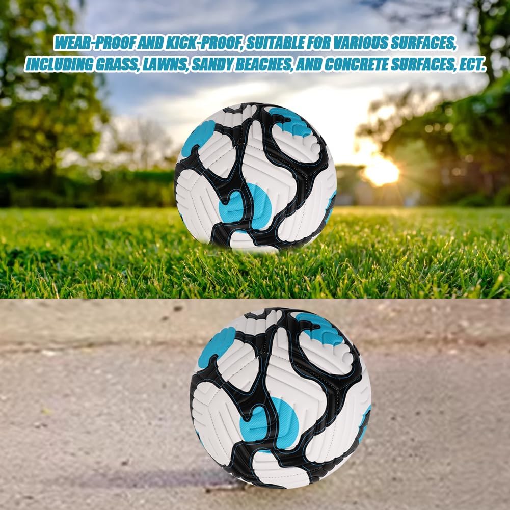 Size 5 Soccer Ball, Adult Training Soccer Standard Football for Soccer Games Practice (Blue)