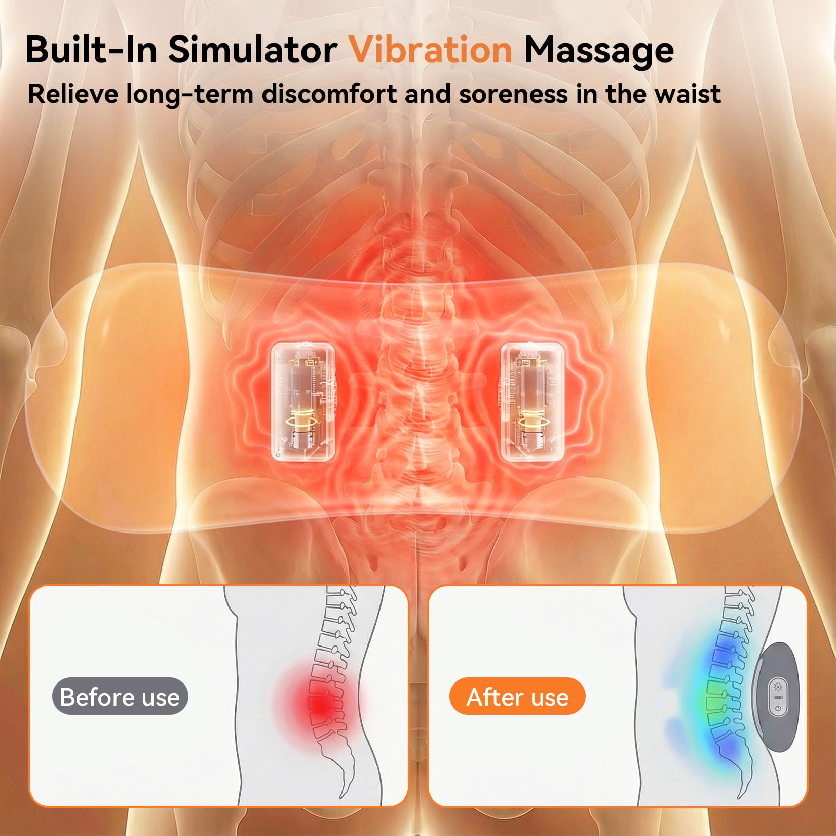 Yunari 3 in 1 Electric Lumbar Massager Support Pillow with Heat, 2026 Latest Patented Adjustable Height Back Massager Pillow for Sleep and Office Chair, Back Support Pillow for Lower Back Pain Relief — view 4