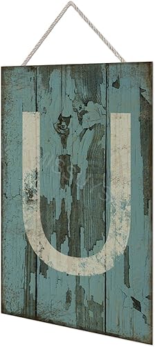 Vista 67 de Letrero colgante de madera con letra A, letrero de madera, decoración del hogar, 26 letras del alfabeto de metal, placa de madera, decoración