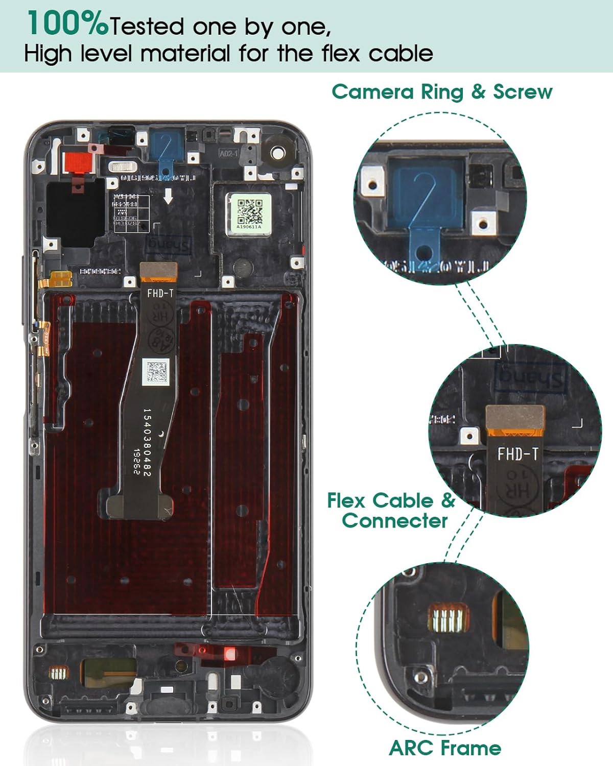 for Huawei Honor 20 / Nova 5T LCD Screen Replacement Dgitizer for Huawei Honor 20 Pro/Honor 20 / Honor 20s 2019 YAL-L21 LCD Display Touch Screen Full Assembly with Frame
