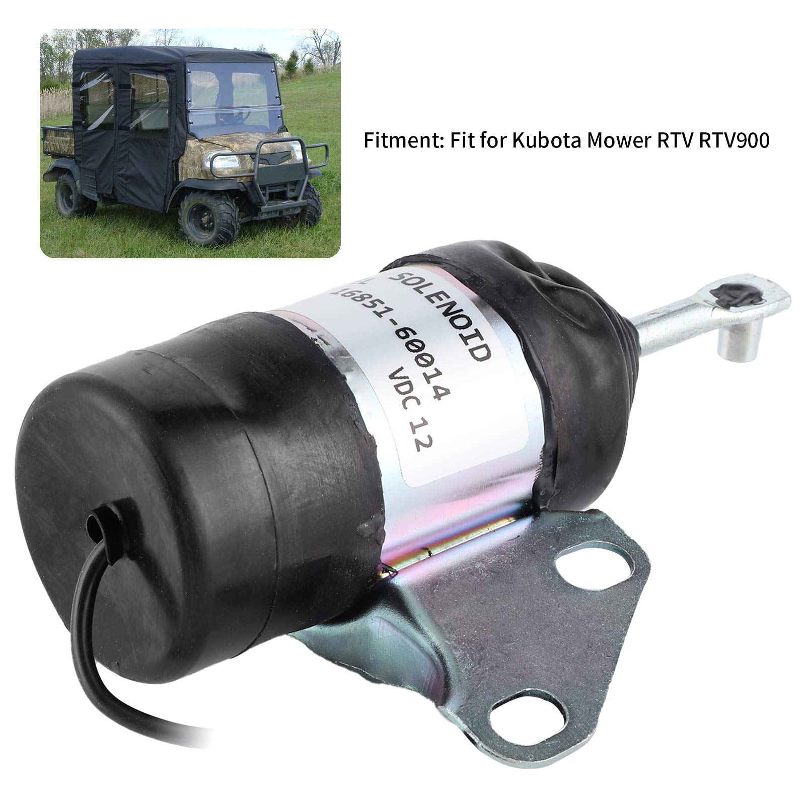aqxreight - Solenoide de corte de combustible, 16851‑60014, 1.25 in de goma, válvula de solenoide eléctrica de corte de combustible, ajuste de vehículo para cortacésped Kubota RTV RTV900