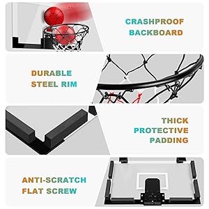 TREYWELL Indoor Basketball Hoop Boys Gifts for Teens and Adults Door Room Basketball Hoop Mini Hoop with Electronic Scoreboard, 3 Balls and Batteries Basketball Toys for 8 9 10 11 12