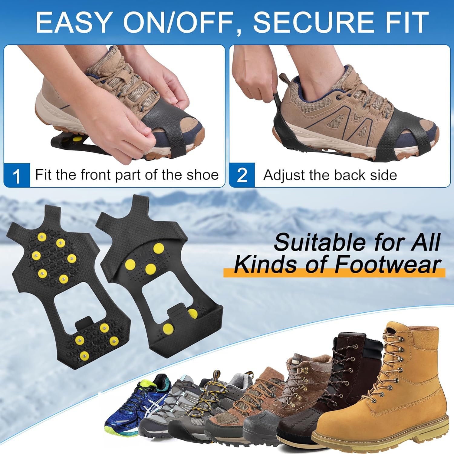 Crampons Antidérapant à Neige pour Chaussures Randonnée Hommes Femmes