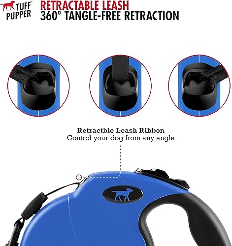 Miniatura 3 de Tuff Pupper Correa retráctil para perros y botella de agua portátil Pupflask de 40 oz - Azul