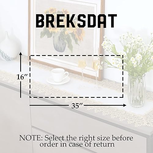 Miniatura 5 de Camino de mesa rectangular de encaje beige premium estilo granja, impermeable, a prueba de aceite, a prueba de derrames, antiencogimiento, suave,