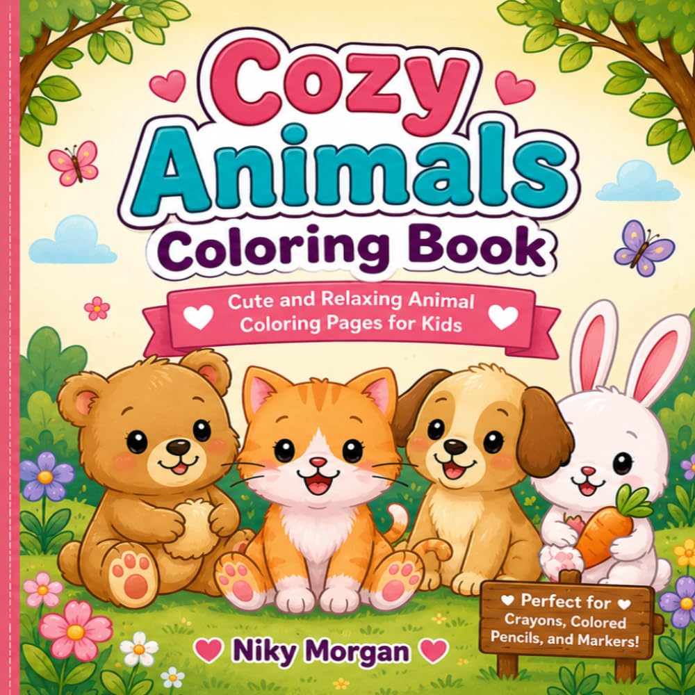 Cozy Animals Coloring Book: Cute and Relaxing Animal Coloring Pages for Toddlers and Kids Ages 2–5 (Cozy Coloring Adventures)