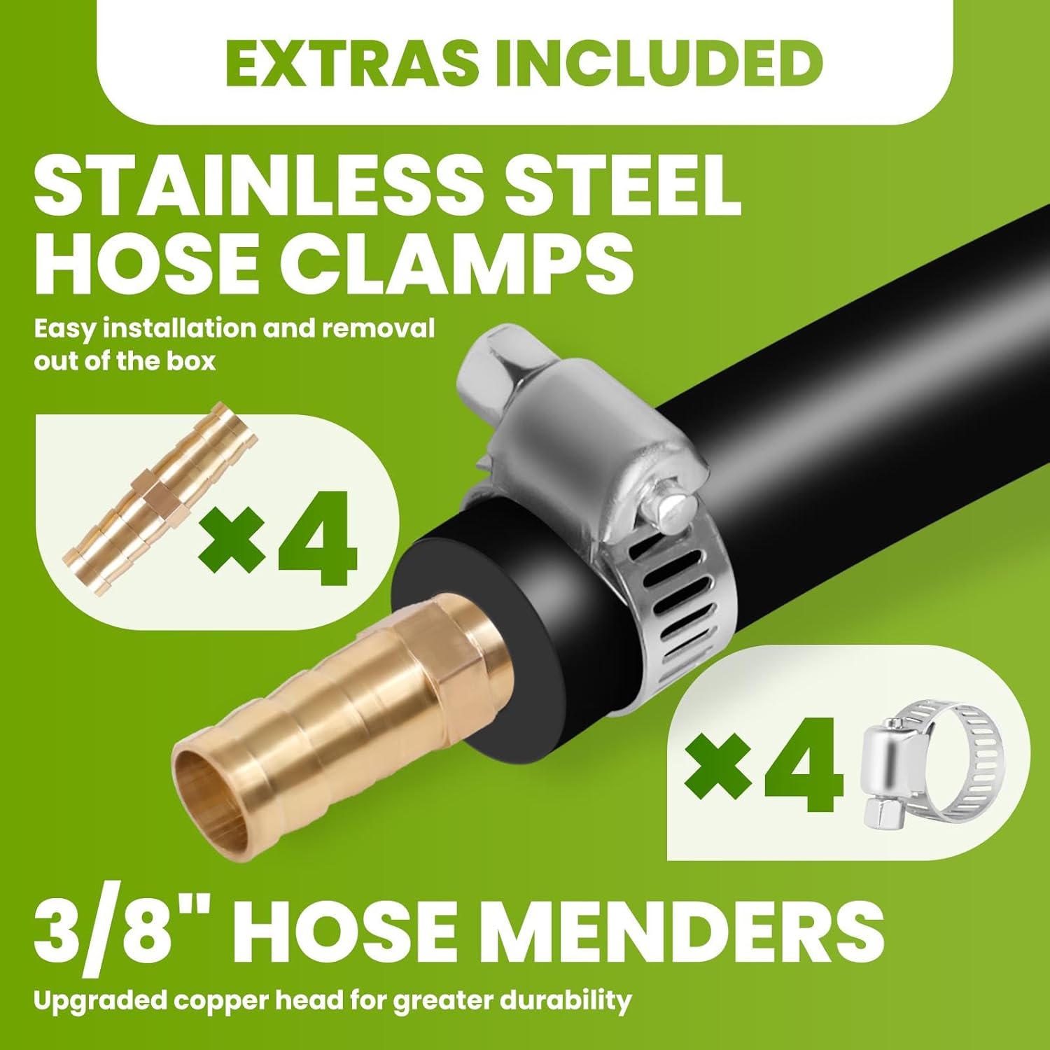 100 FT 3/8" Weighted PVC Pond Tubing Kit with Hose Menders & Clamps, Extreme Weather Resistant Aeration Hose for Ponds, Fountains, Fish Tanks, Aquaculture