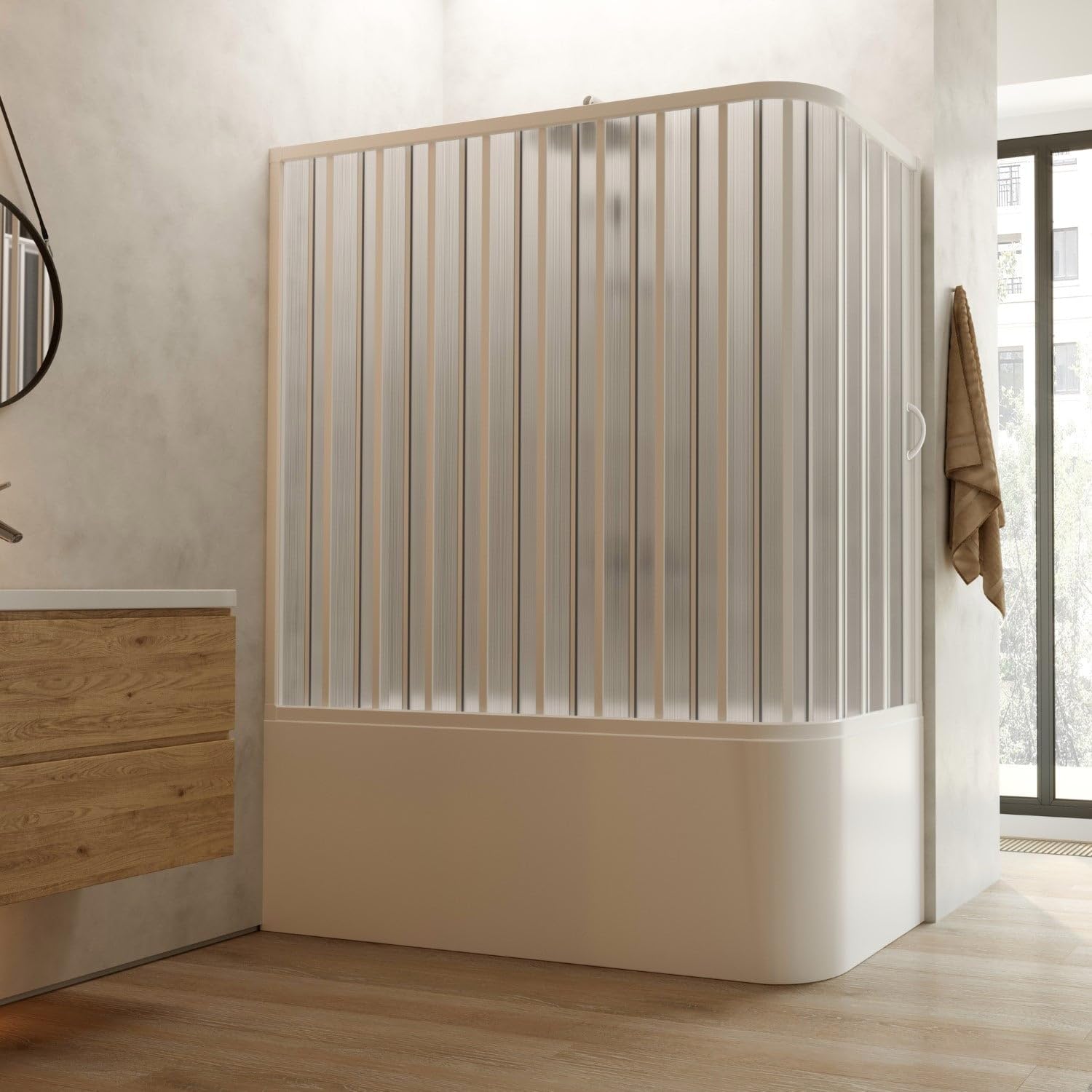Box doccia sopravasca 70x140 in PVC a soffietto mod. Ortensia con apertura laterale
