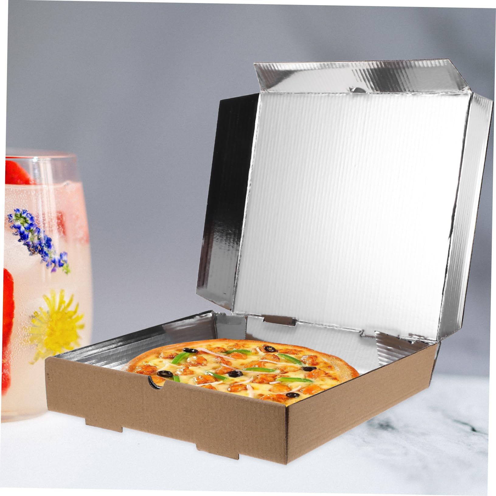 COLLBATH Caja Térmica Cuadrada para Pizza 10 Piezas 24x24x4, 5 Cm