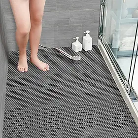 Tapete Antiderrapante Para Banheiro, Chuveiro, Box, Piscina, Áreas Molhadas (Onda Cinza, 0,60 X 1,20)
