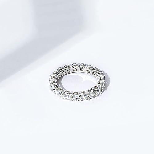 Miniatura 5 de Tienda Essentials Anillo de plata de ley chapada en platino o oro con circonita cúbica redonda de elementos infinitos (anteriormente colección