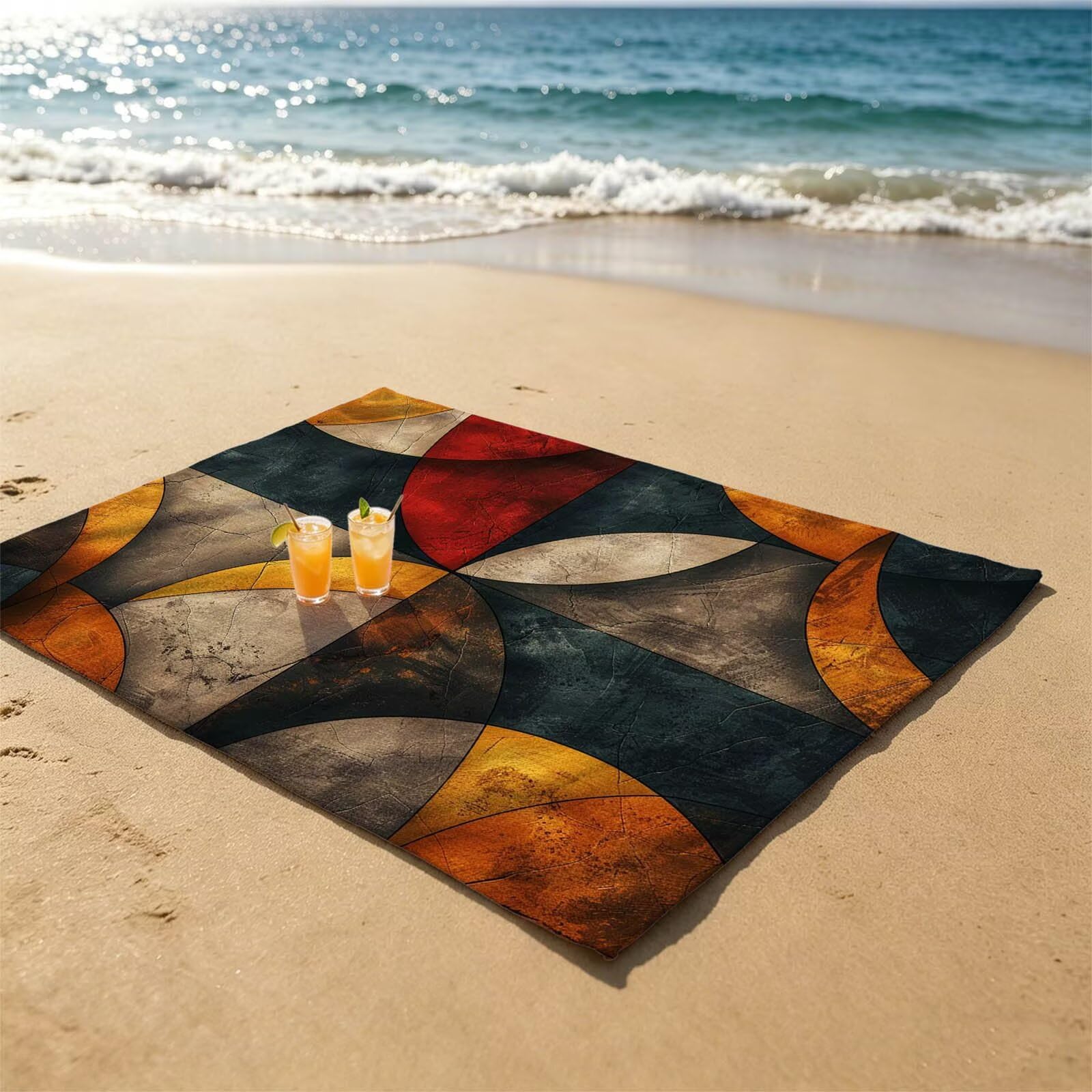 Toalla Playa Grande 160 x 220 Vacaciones Accesorios Viaje, Toalla Playa Sencillez Suave Cómodo Secado Rápido, Redondo Toallas Baño Grandes 220x160cm para Yoga Fitness Natación Sauna Baño XTLS-2768