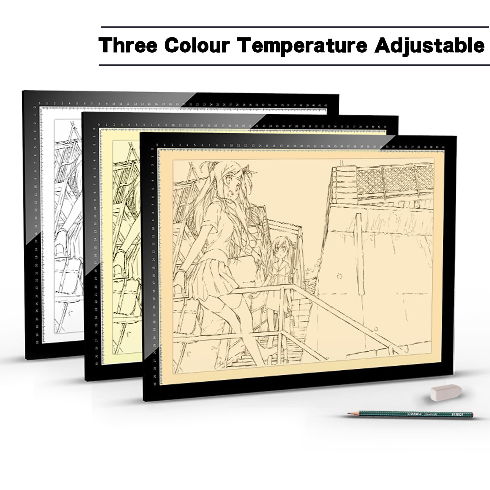 Bloc Lumineux,Tablette Lumineuse,Trois Températures de Couleur,Gradation Infinie, Interface USB,Cadre en Alliage d'Aluminium,Pour la Peinture au Diamant,le Croquis,A4 / A3 / A2 (A2)