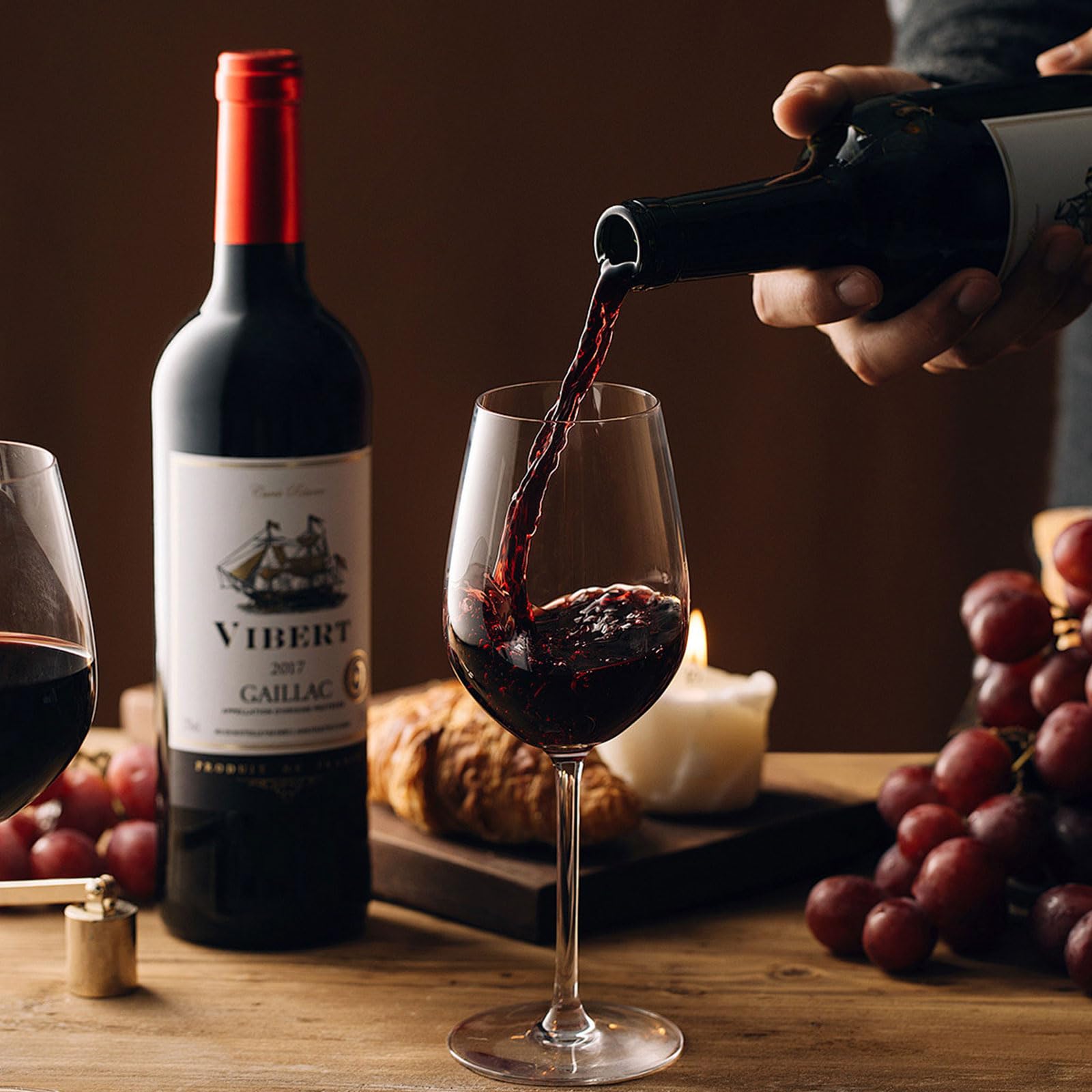 Set di 6 grandi bicchieri da vino in plastica, 550 ml, infrangibili, riutilizzabili, in plastica trasparente, bicchieri da vino rosso a stelo lungo per picnic
