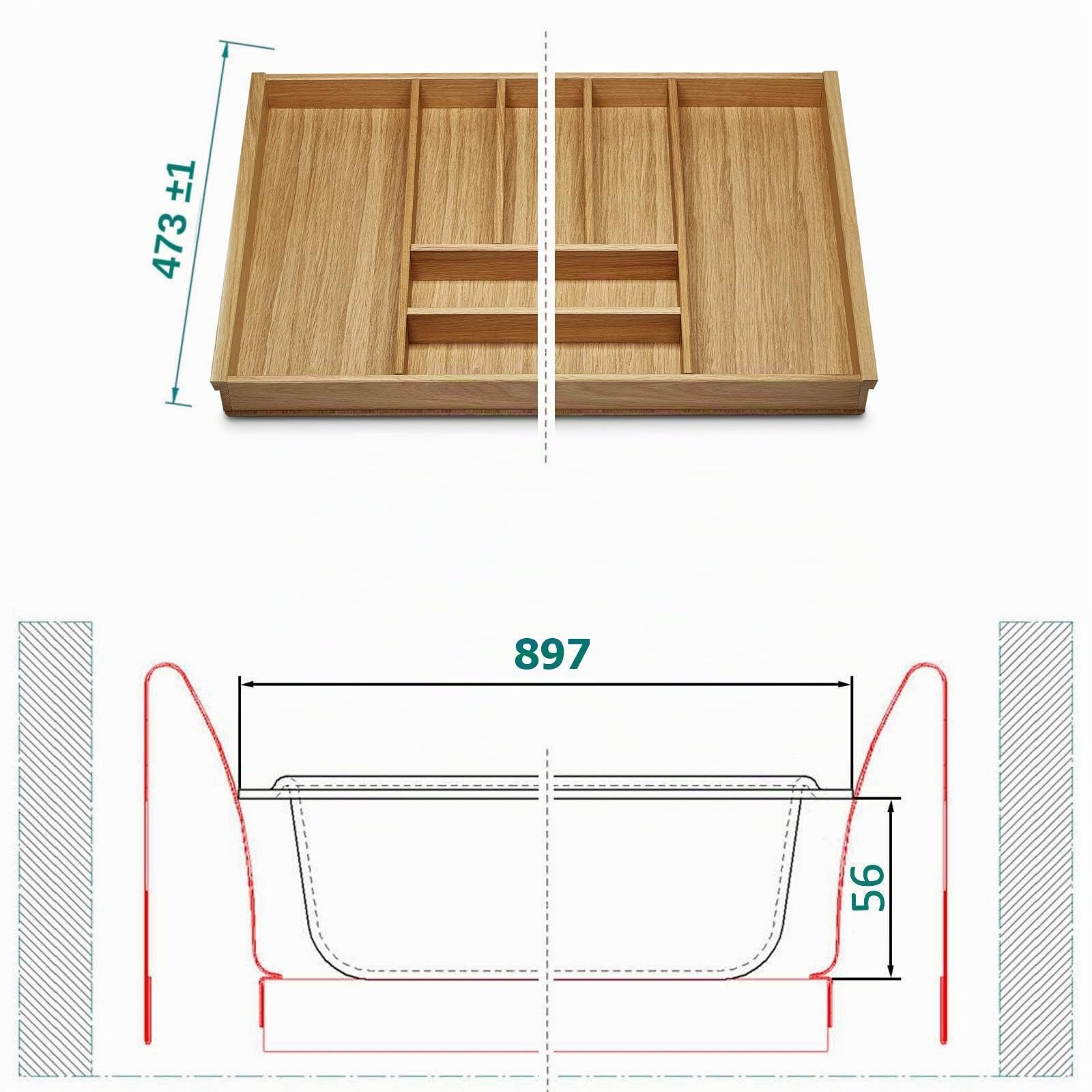Orga-box ROBLE Inserto de cubertería para cajón de 100 mm p. ej. Nobilia