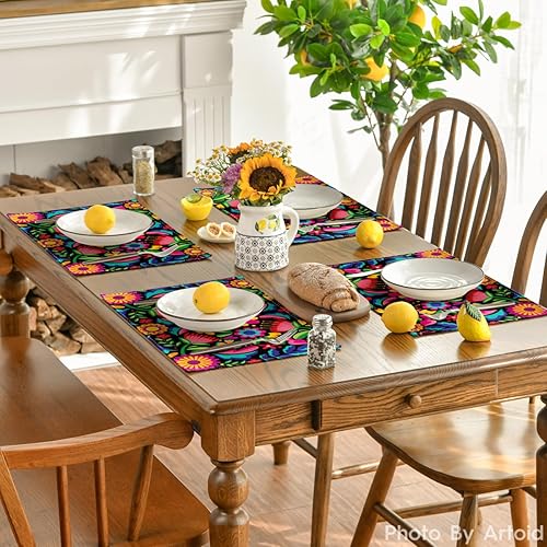 Miniatura 5 de Artoid Mode Dia De Los Muertos - Juego de 4 manteles individuales mexicanos de 12 x 18 pulgadas, para decoración de fiestas, cocina, comedor