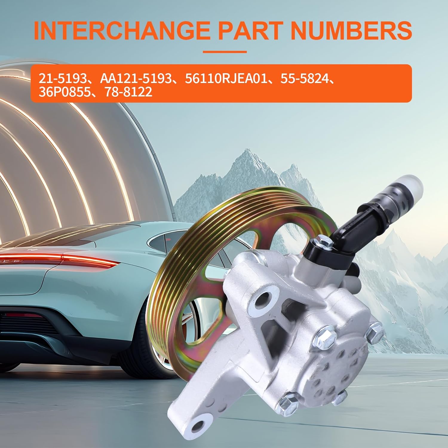 Power Steering Pump Compatible with Honda Ridgeline 2006 2007 2008 2009 2010 2011 V6 3.5L，Replacement for 21-5193、AA121-5193、56110RJEA01、55-5824、36P0855、78-8122