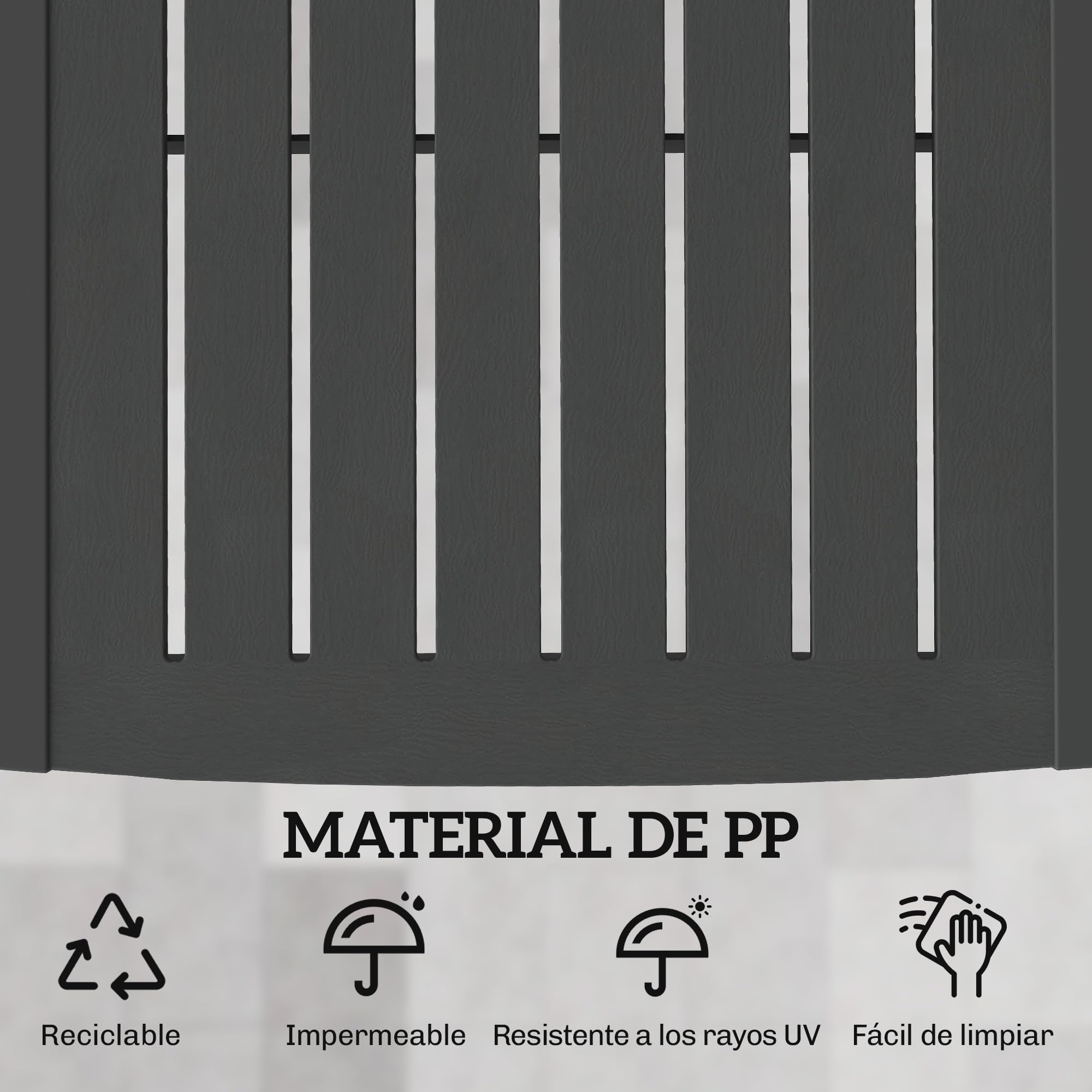 Outsunny Lot de 2 chaises longues de jardin inclinables en plastique PP avec plateau latéral, dossier réglable à 5 niveaux, résistantes aux intempéries, pour plage, piscine, gris