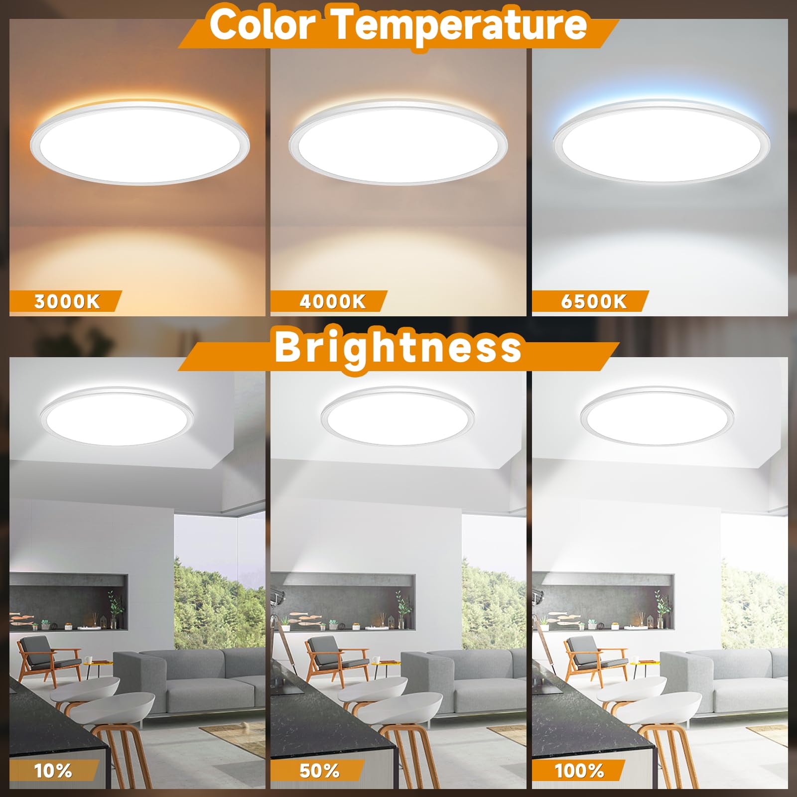 NEEMOSI Plafoniera Led Soffitto Dimmerabile con Timer, 24W Lampadario LED Soffitto con Telecomando & Luce Notturna, Moderna Plafoniere Rotonda per Cucina, Bagno, Camera da Letto, Soggiorno Ø29.5cm