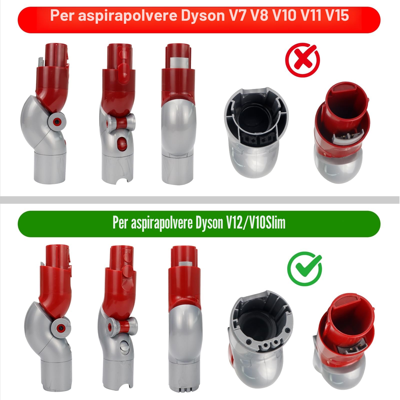 Adattatore inferiore Adattatore di piegatura a sgancio rapido per Dyson V10Slim V12 Digital Slim Aspirapolvere Accessori Strumento di pulizia a bassa portata No. 971435-02