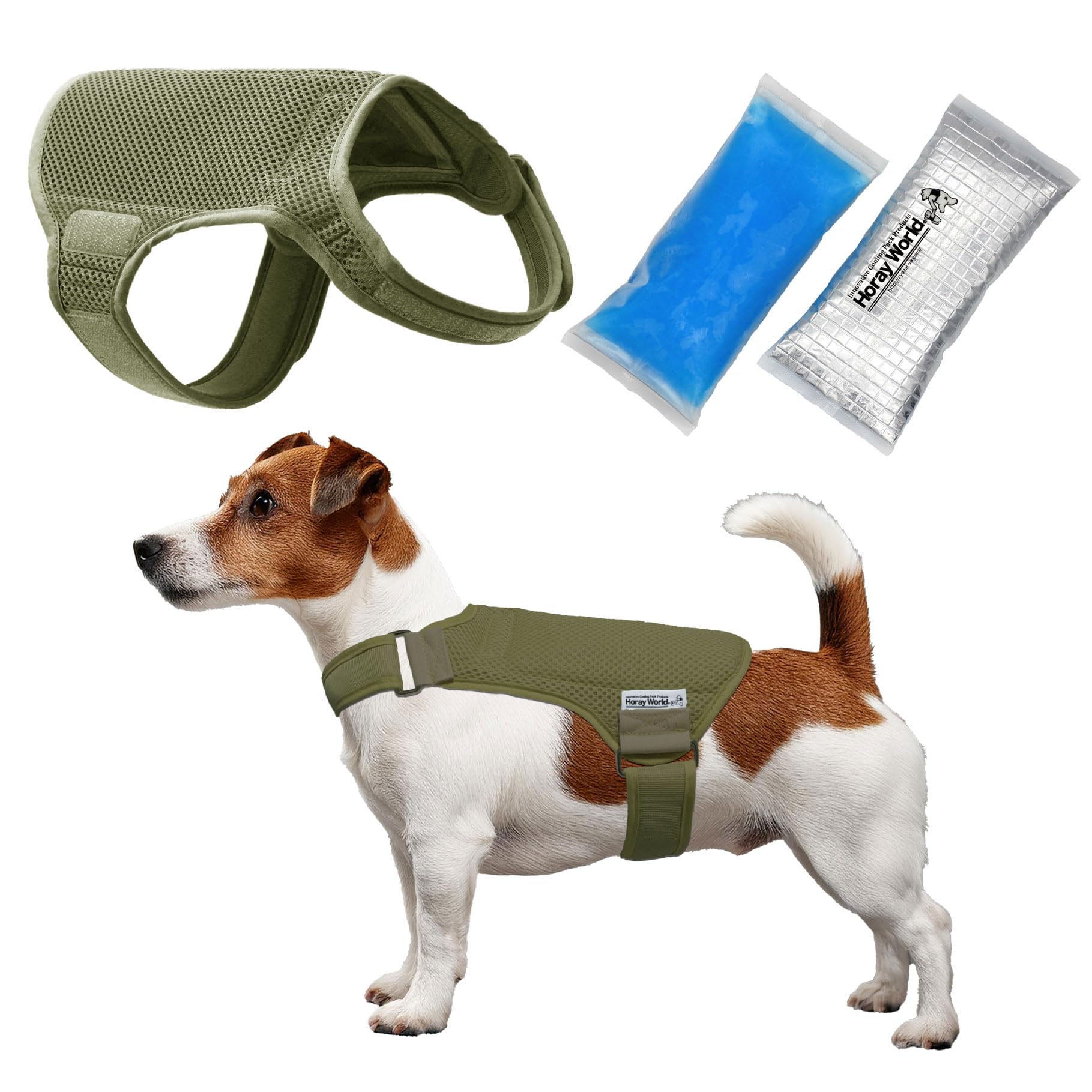 Horay World - Horay Cooling Dog Vest - Dog Cooling Vest with Innovative Cooling Packs (S, Olive Green)
