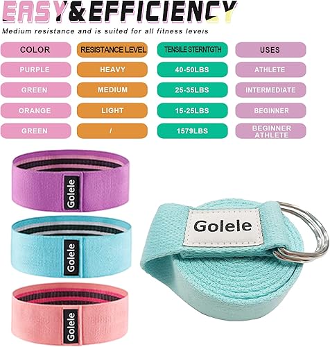 Miniatura 3 de Bandas de resistencia para entrenamiento, bandas de ejercicio gruesas antideslizantes para yoga, pilates, rehabilitación, fitness, 3 bandas para