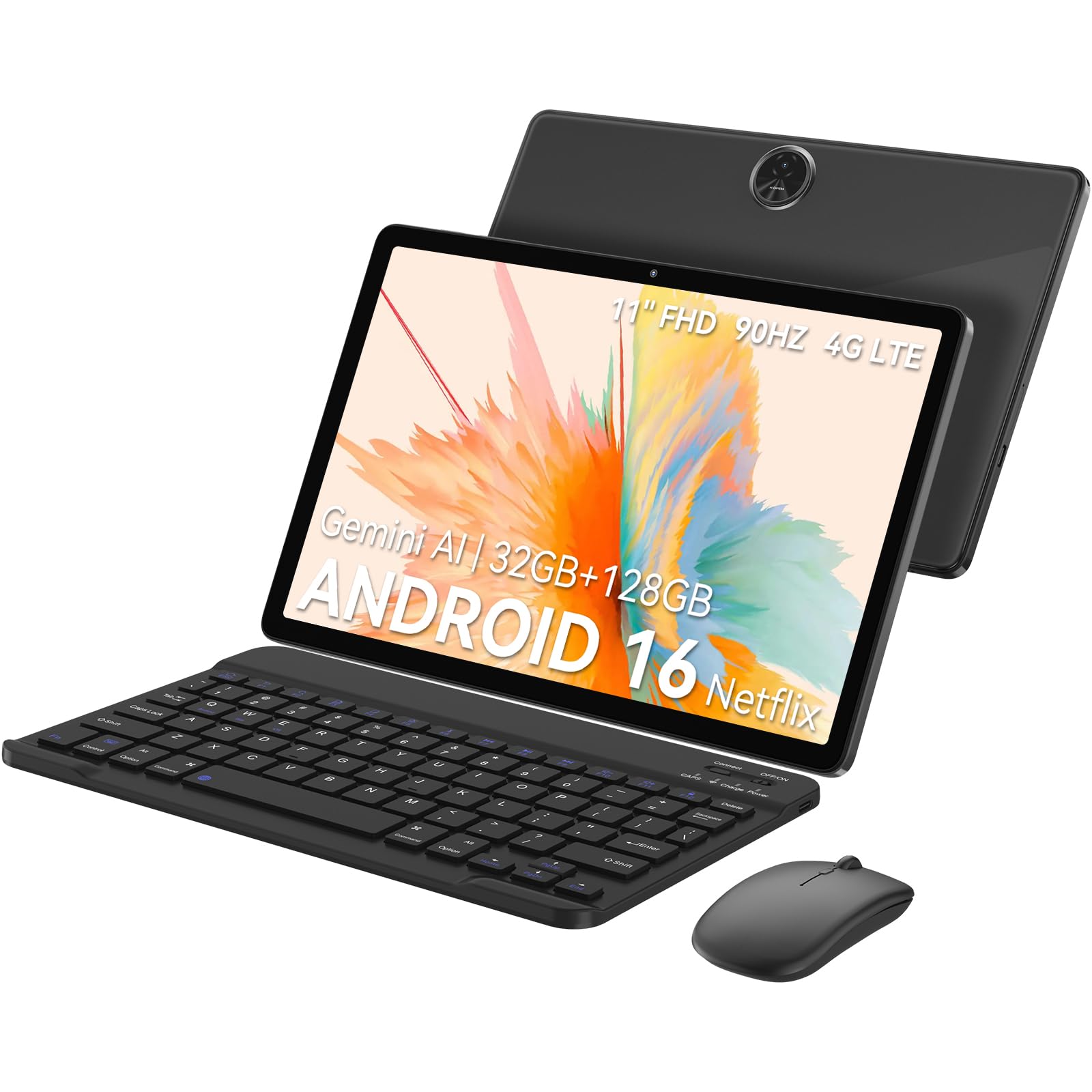 ZENO5 11 Zoll Android 16 Tablet mit Tastatur, 4G LTE Dual SIM, 32GB RAM + 128GB ROM, 90 Hz Display, 8300 mAh, GPS, Gemini AI, Widevine L1, Face ID, inkl. Stift und Maus, Tablet für Arbeit und Lernen