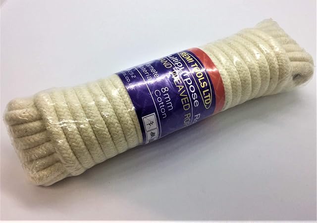 Cotton Rope For Clothes Lines And Victorian Pulley Airers Extra Strong Remi Tools Ltd(R) 10 Meter (8mm Thick)