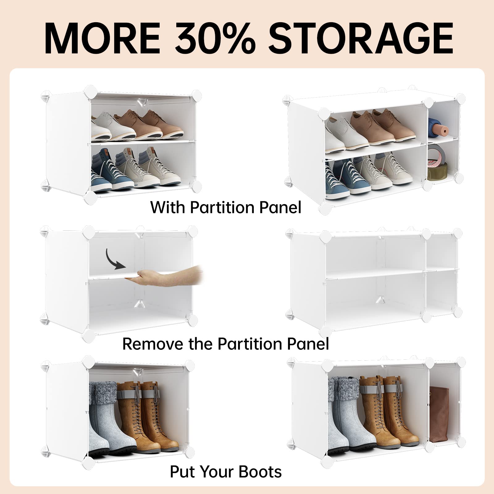 MAGINELS Portable Shoe Rack Plastic Shoe Organizer DIY Shoe Storage