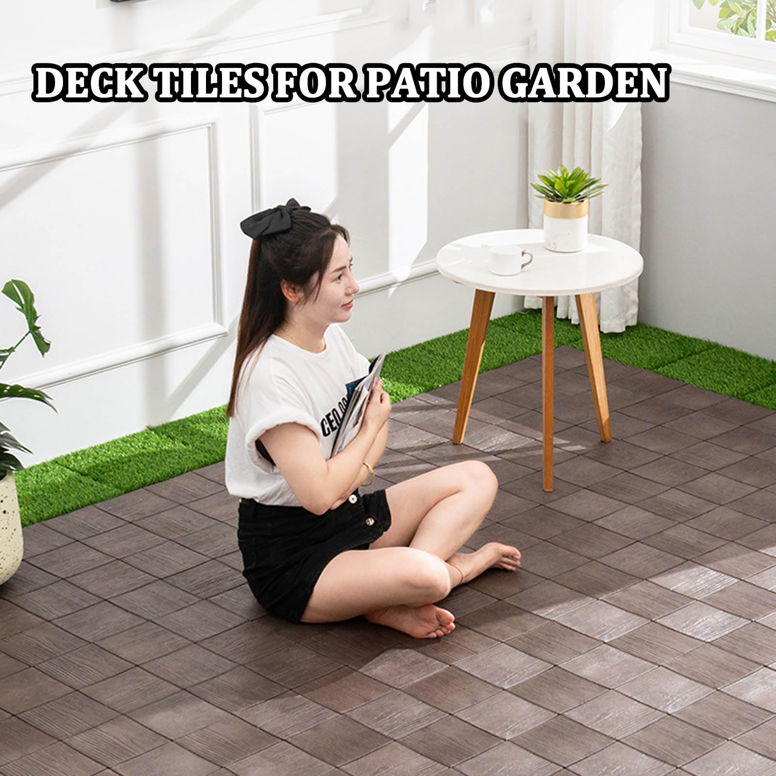 Piastrelle composite ad incastro per pavimenti in legno, per patio, giardino, piscina, interni ed esterni
