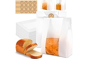 70 Pack Paper Sandwich Bags with Stickers: Large Bakery Loaf Bread Bags...