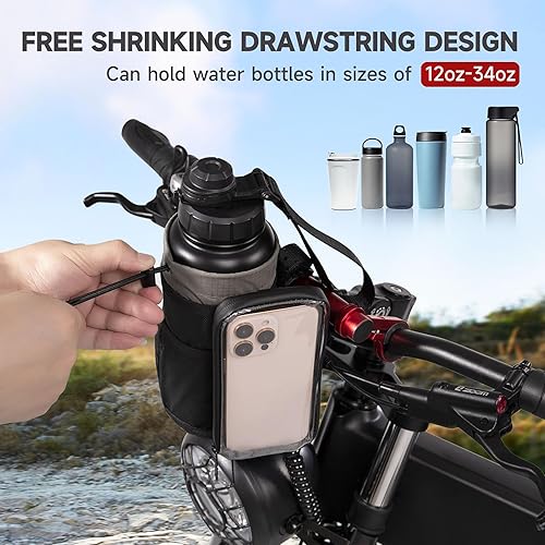 Miniatura 8 de Soporte para botella de agua para bicicleta con soporte  Se adapta a motocicletas, cochecitos, scooters, sillas de ruedas  Bolsa impermeable para